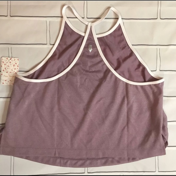 Free People Crop Top Sz L Metallic Lavender Halter - Picture 4 of 5